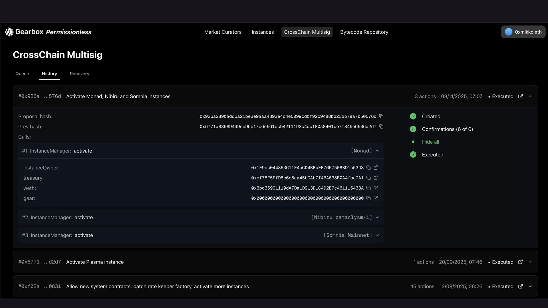 CrossChain Multisig interface